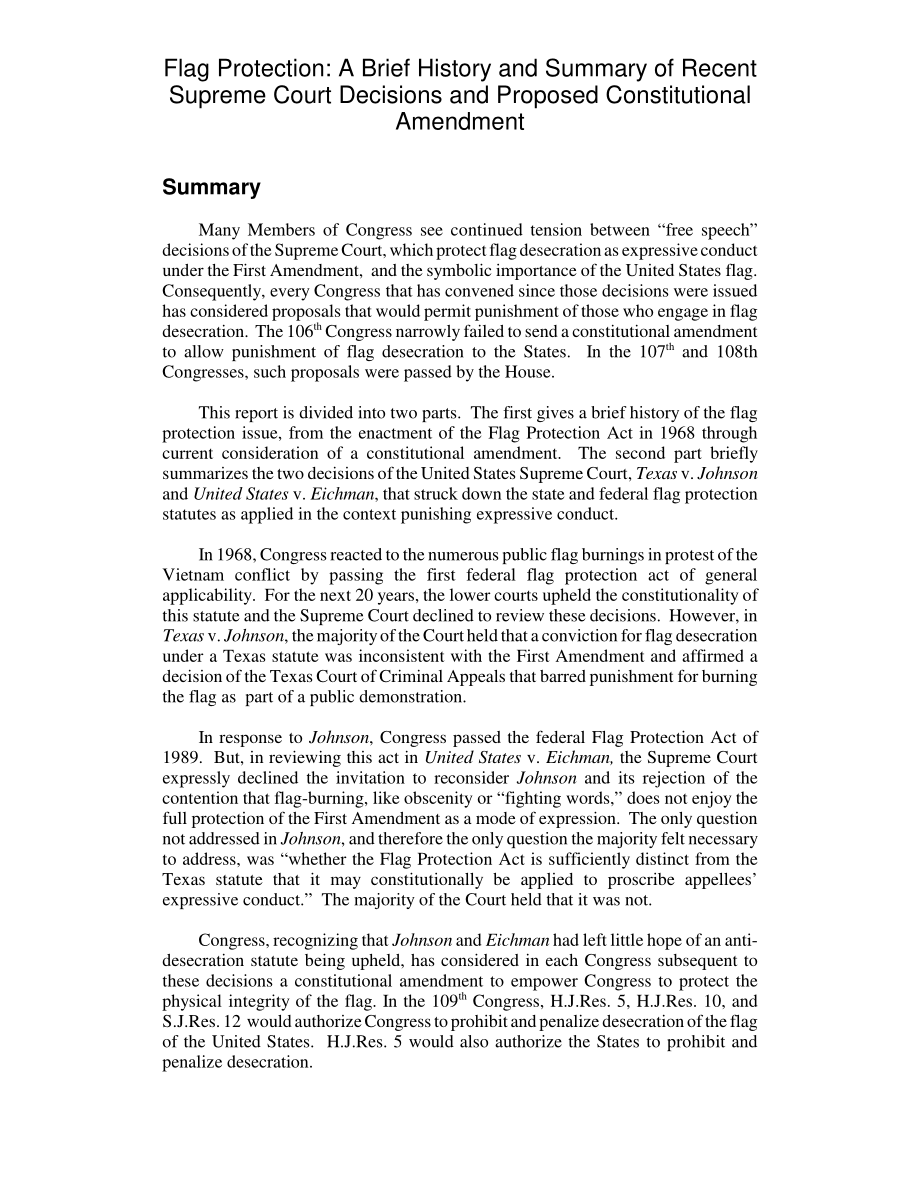 [20050519]95-709A_旗帜保护：最高法院近期判决和拟议宪法修正案的简要历史和总结.pdf_第2页