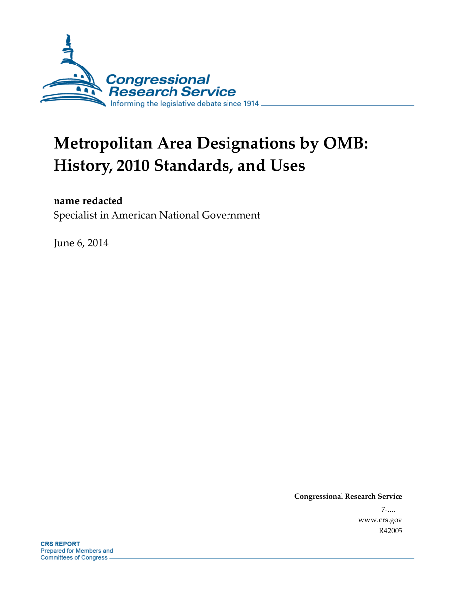 [20140606]R42005_OMB指定的都市区：历史、2010标准和用途.pdf_第1页