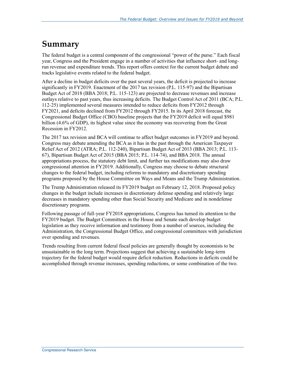 [20180522]R45202_联邦预算：2019财年及以后的概述和问题.pdf_第2页