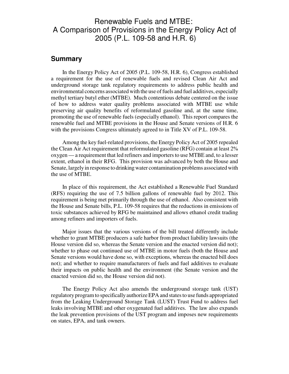 [20061003]RL32865_可再生燃料和MTBE：2005年《能源政策法》条款比较（P.L109-58和H.R.6).pdf_第2页