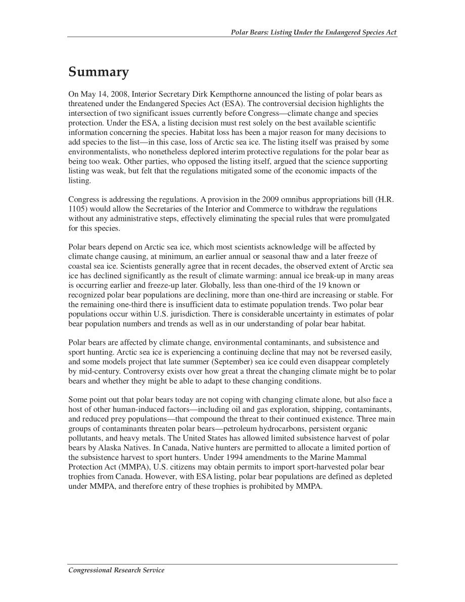[20090304]RL33941_北极熊：根据《濒危物种法》列入名单.pdf_第2页