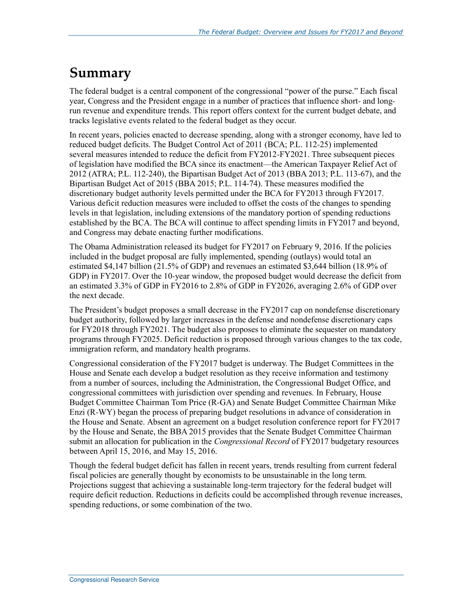 [20160324]R44428_联邦预算：2017财年及以后的概述和问题.pdf_第2页