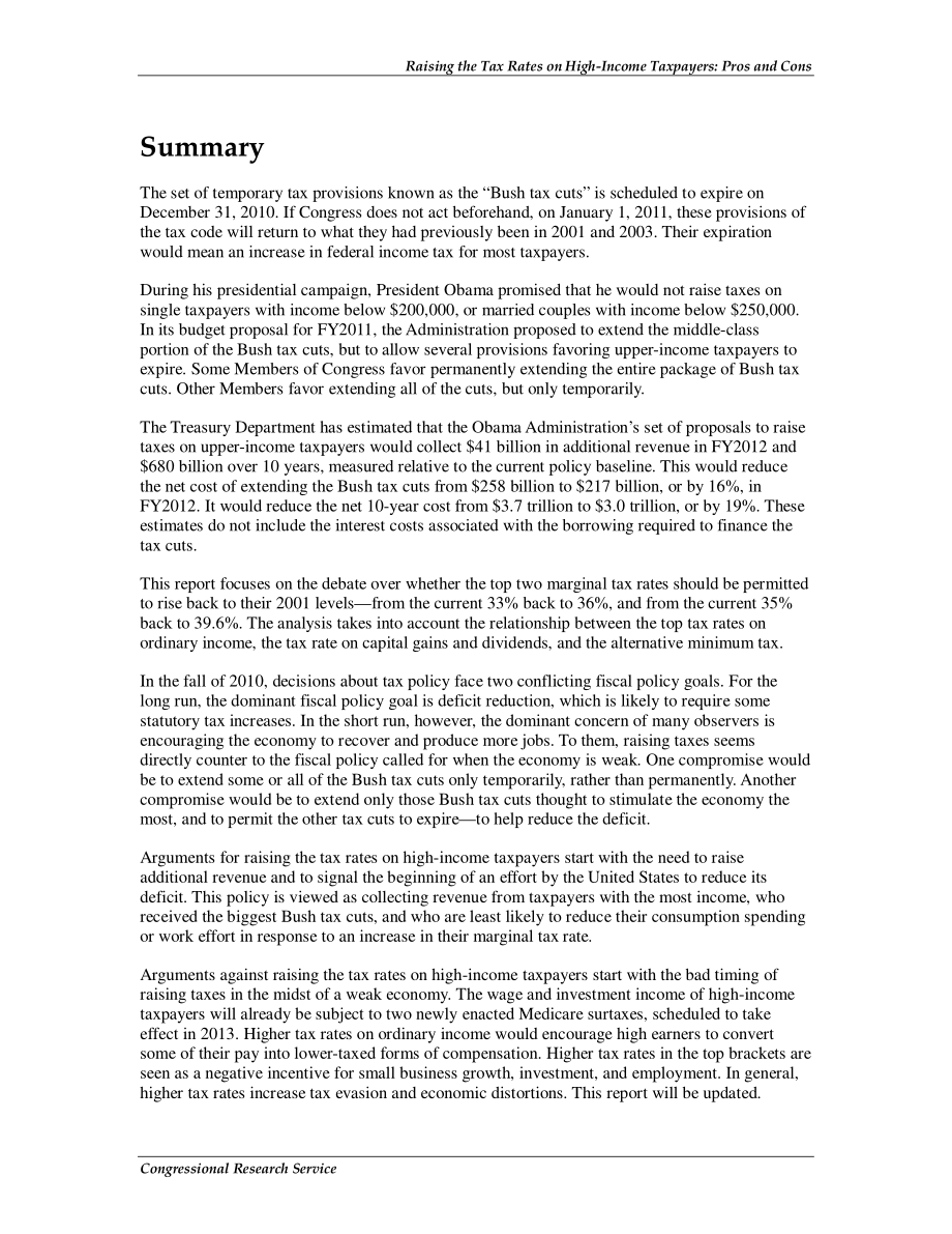 [20101105]R41480_提高高收入纳税人的税率：利弊.pdf_第2页