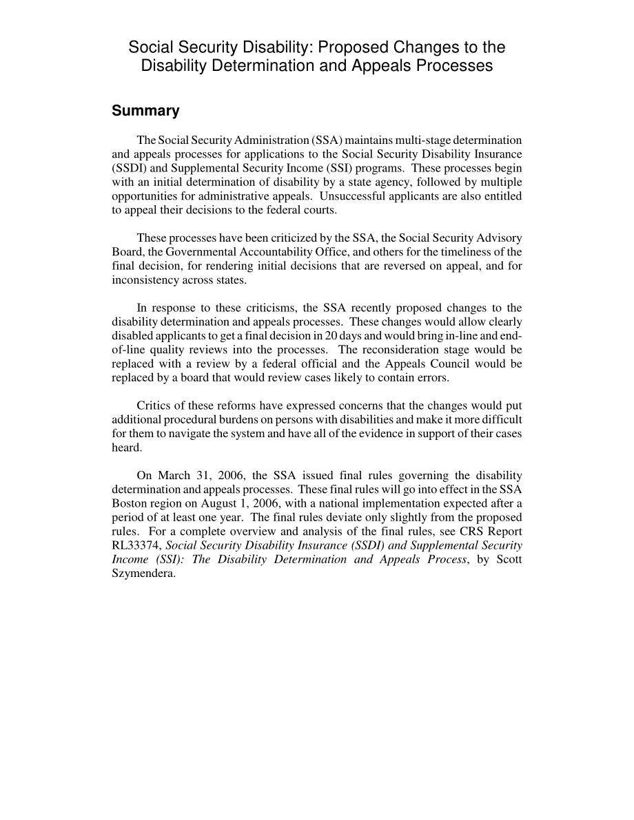 [20060424]RL33179_社会保障残疾保险（SSDI）和补充保障收入（SSI）：残疾认定和申诉程序的拟议变更.pdf_第2页