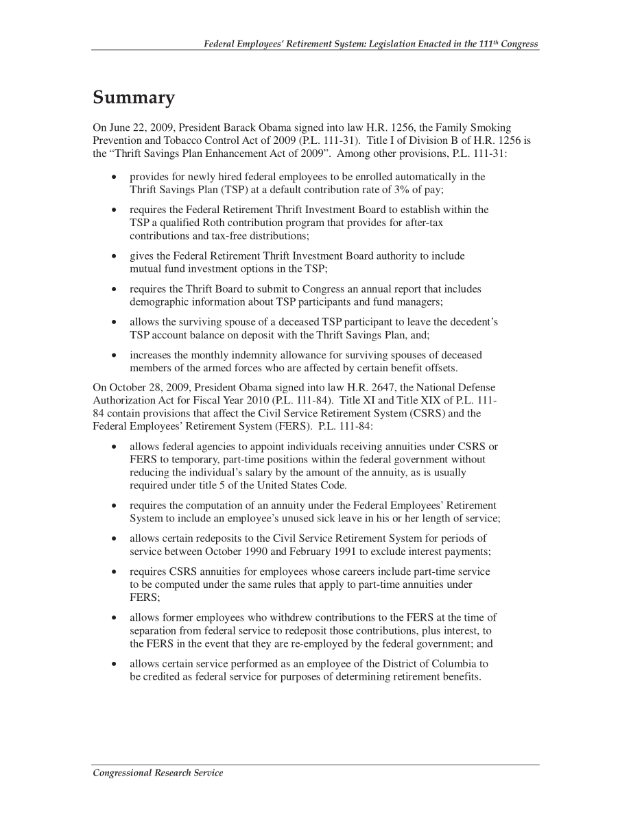 [20091112]RS22933_联邦雇员退休制度：第111届国会颁布的立法.pdf_第2页