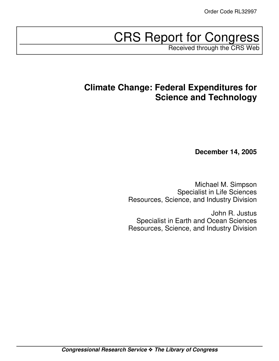 [20051214]RL32997_气候变化：联邦科学技术支出.pdf_第1页