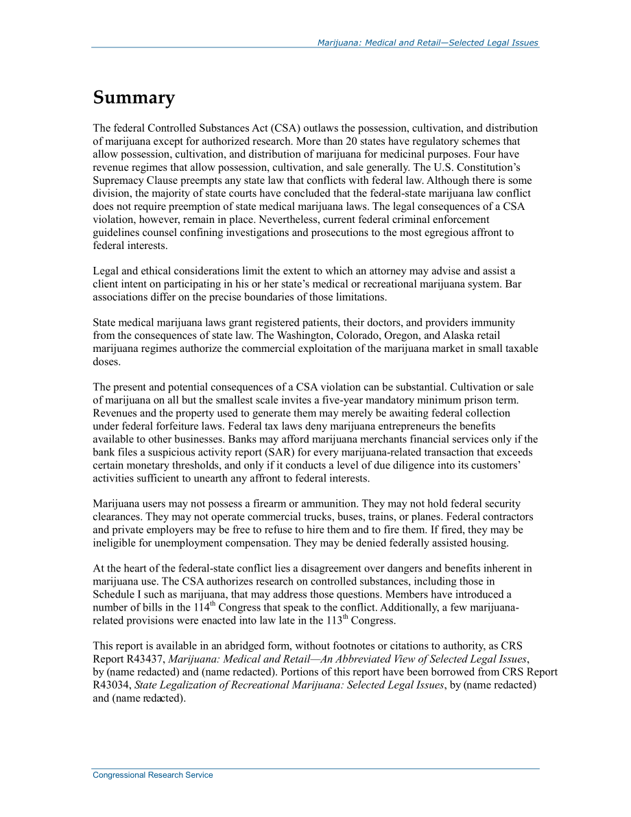 [20150408]R43435_大麻：医疗和零售选定的法律问题.pdf_第2页