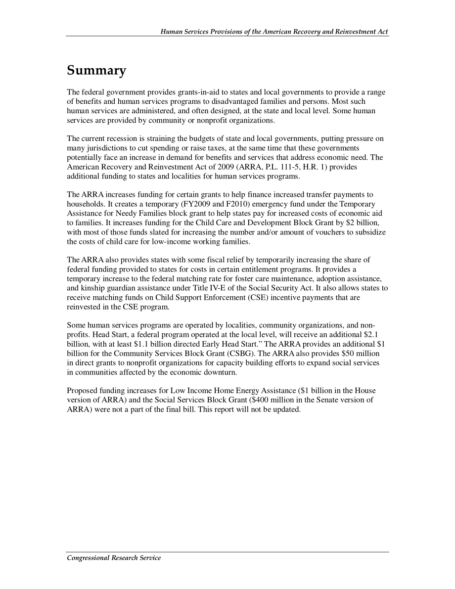 [20090223]R40211_《美国复苏和再投资法案》中的人类服务条款.pdf_第2页