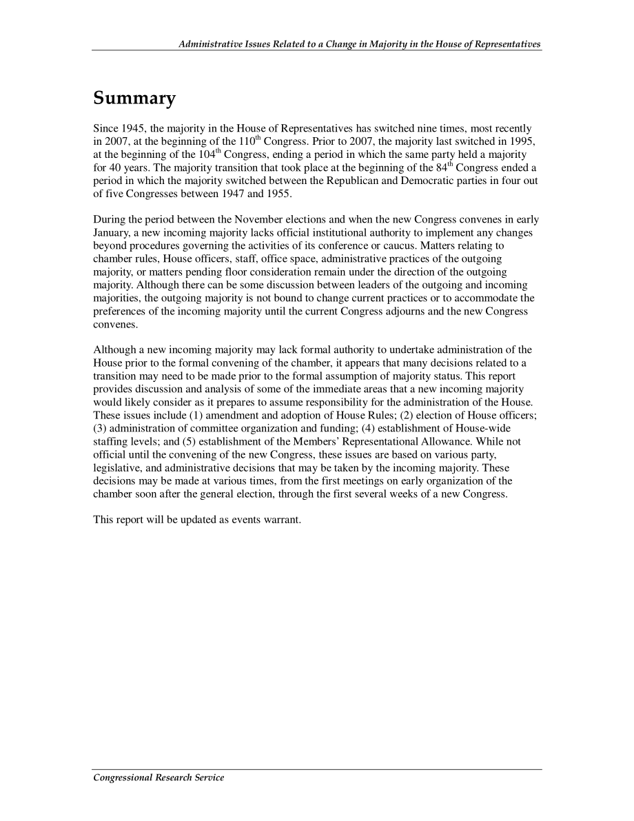 [20101103]RL33724_与众议院多数票变动有关的行政问题.pdf_第2页