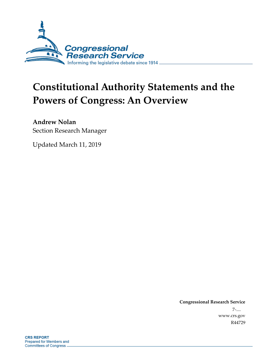 [20190311]R44729_宪法权威声明和国会权力：概述.pdf_第1页