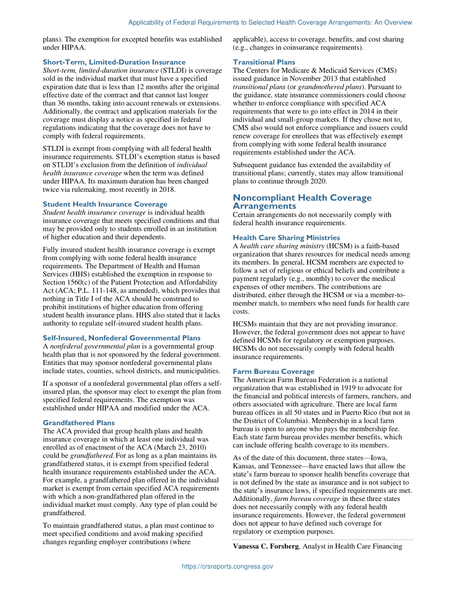[20191113]IF11359_联邦要求对选定医疗保险安排的适用性：概述.pdf_第2页
