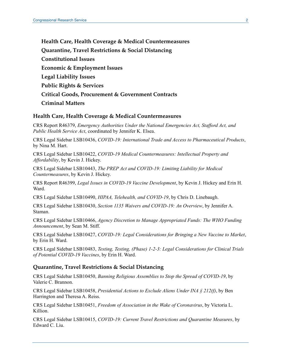 [20200612]LSB10433_与2019冠状病毒疾病疫情有关的法律问题：概述.pdf_第2页