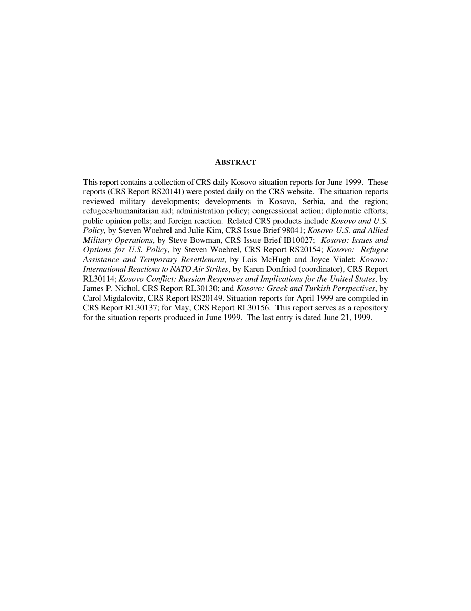 [19990622]RL30191_科索沃局势报告：1999年6月.pdf_第2页