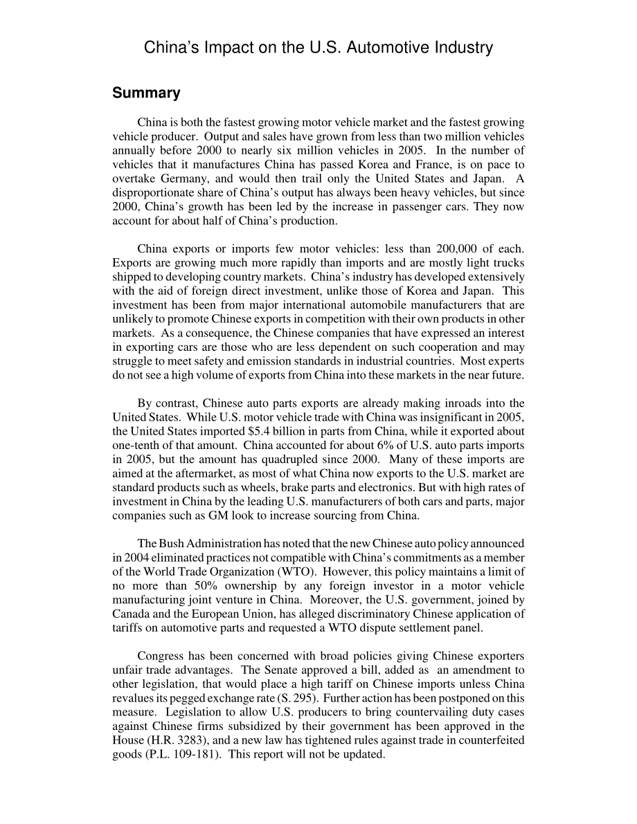 [20060918]RL33317_中国对美国汽车工业的影响.pdf_第2页
