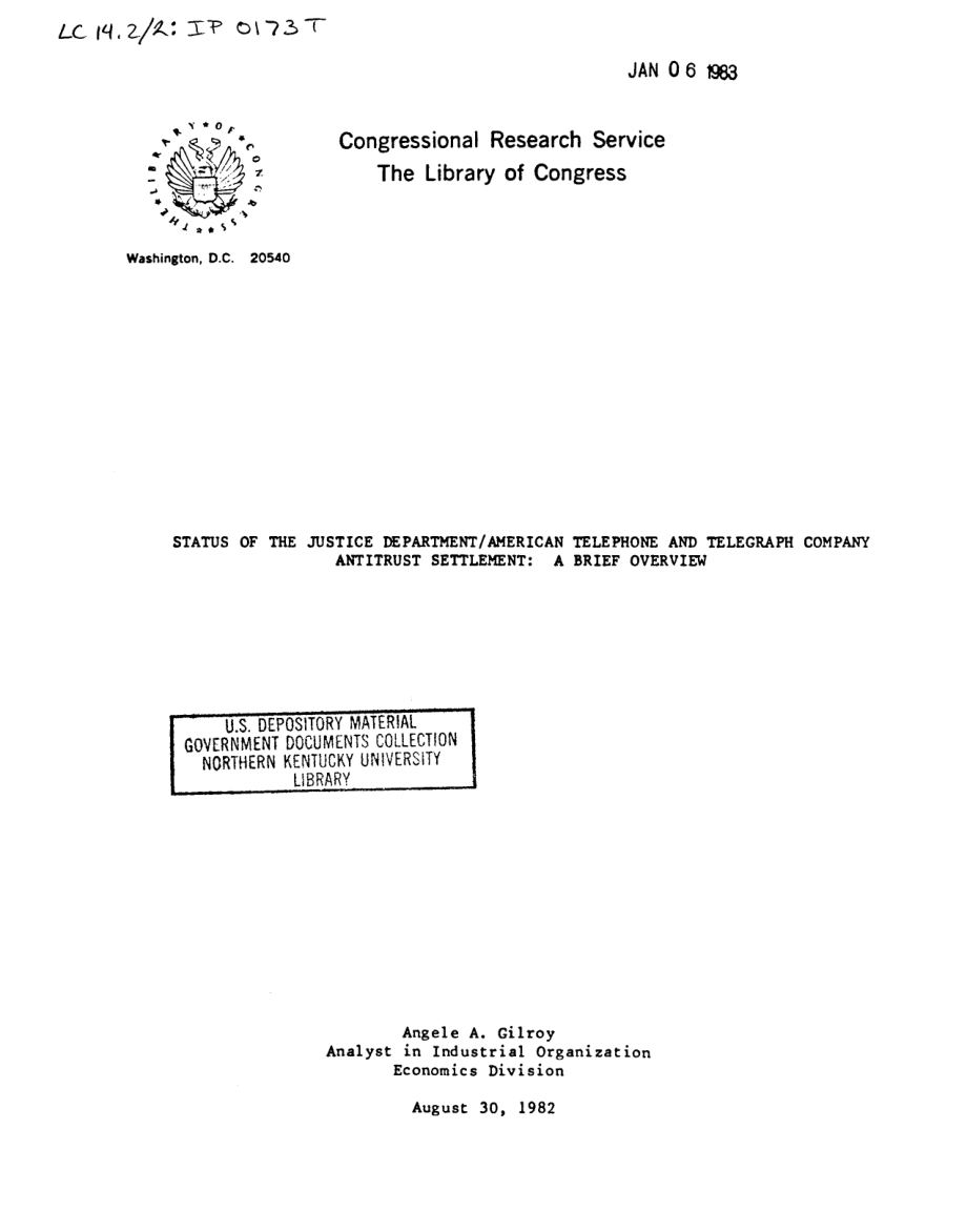 [19820830]IP0173T_司法部美国电话电报公司反垄断和解现状：简要概述.pdf_第1页