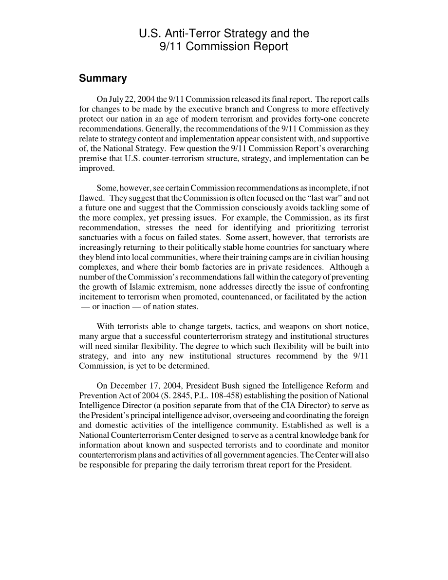 [20050204]RL32522_美国反恐战略与9·11委员会报告.pdf_第2页