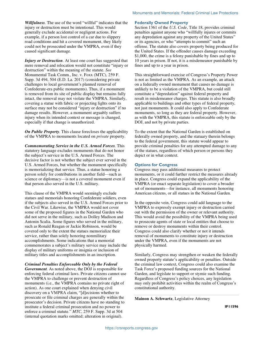 [20200708]IF11596_纪念碑和纪念物：联邦刑法保护.pdf_第2页