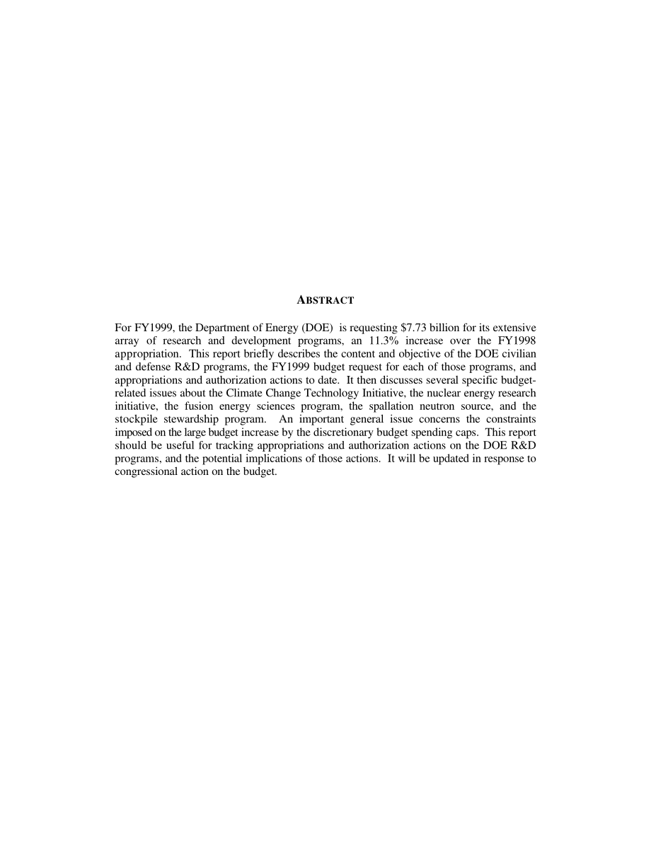 [19980708]98-256STM_能源部1999财年研发预算：描述和分析.pdf_第2页
