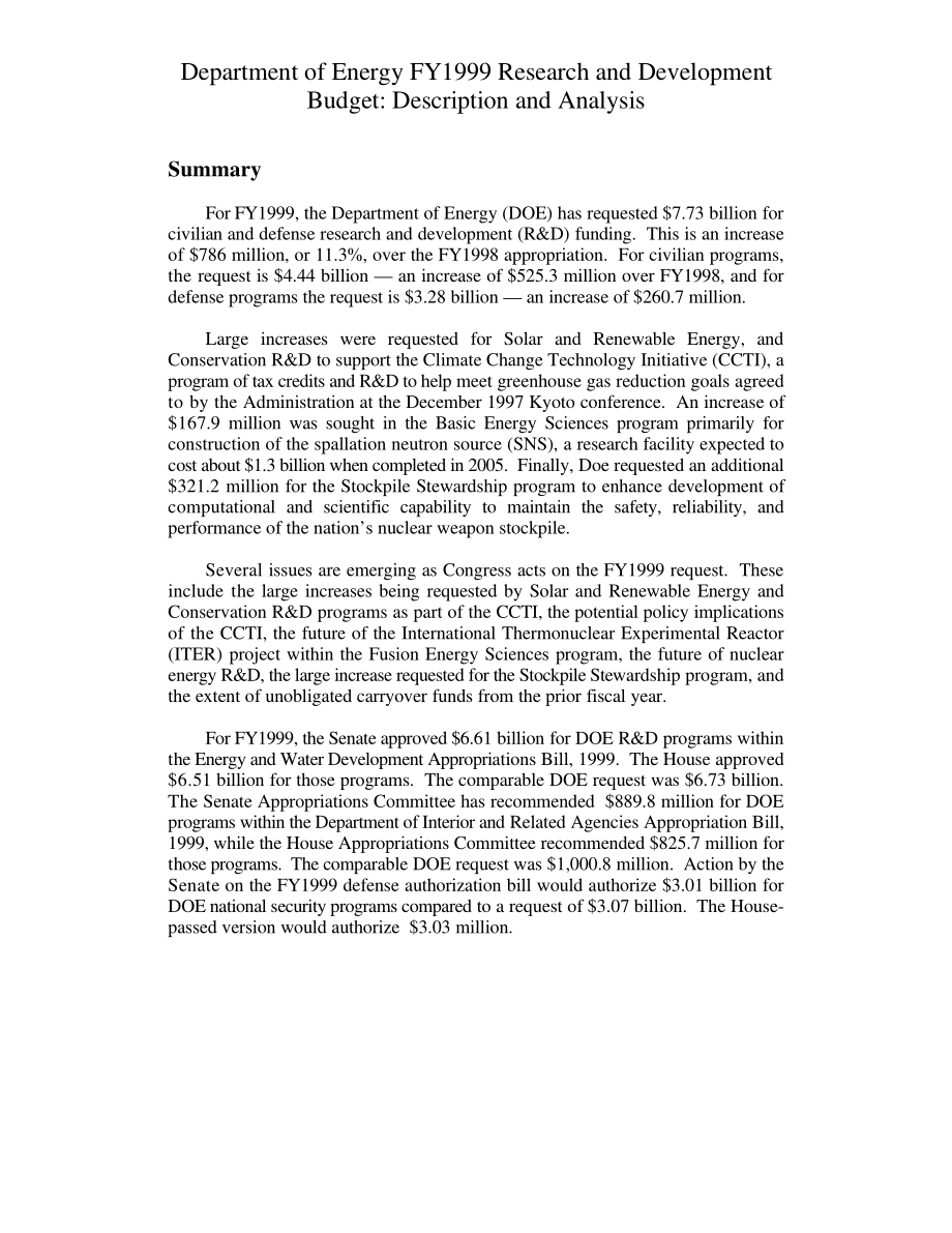 [19980708]98-256STM_能源部1999财年研发预算：描述和分析.pdf_第3页