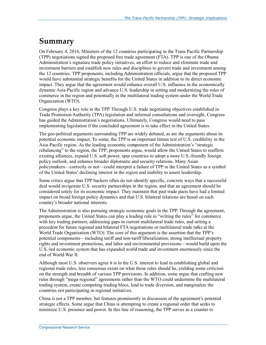 [20160204]R44361_跨太平洋伙伴关系（TPP）：战略影响.pdf_第2页
