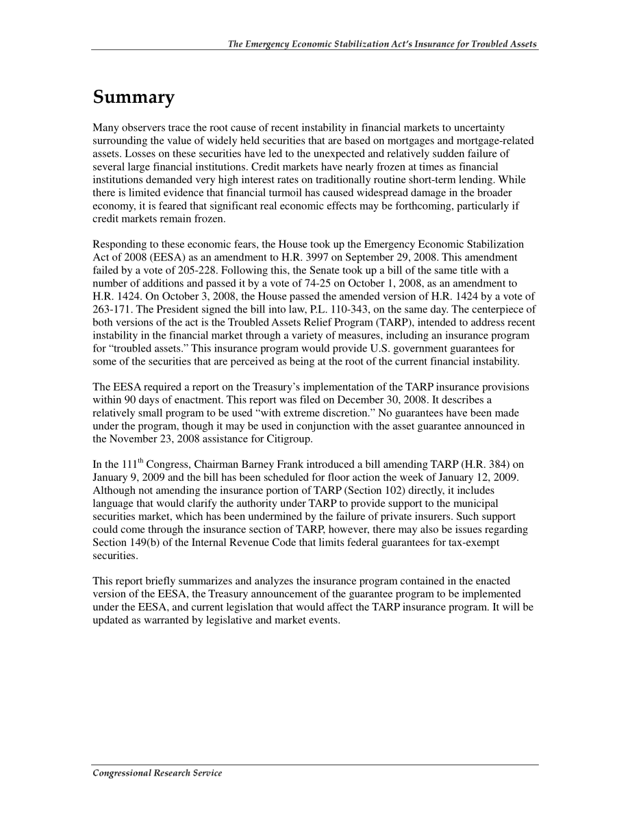[20090113]RS22969_紧急经济稳定法案对问题资产的保险.pdf_第2页