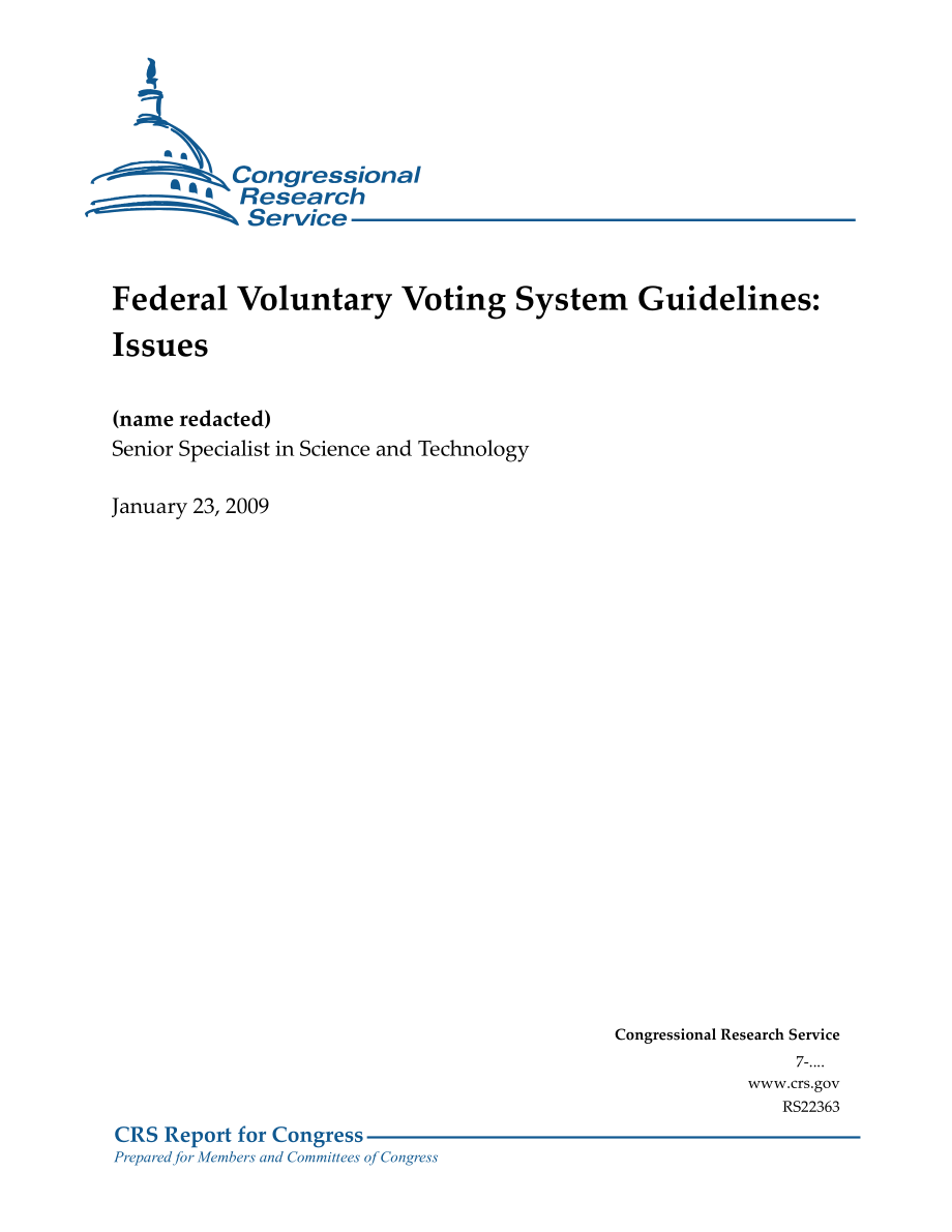 [20090123]RS22363_联邦自愿投票系统指南：问题.pdf_第1页
