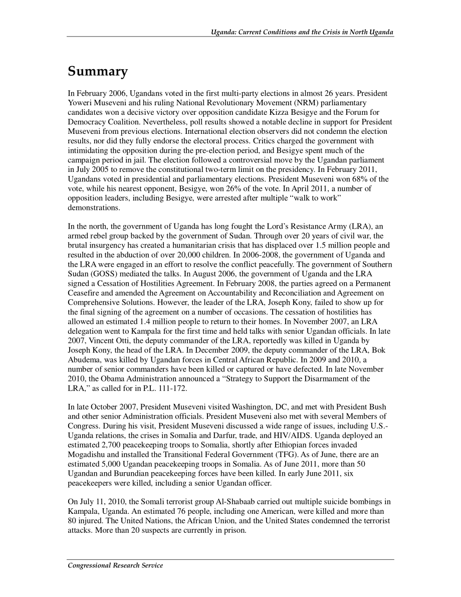 [20110608]RL33701_乌干达：乌干达北部的现状和危机.pdf_第2页