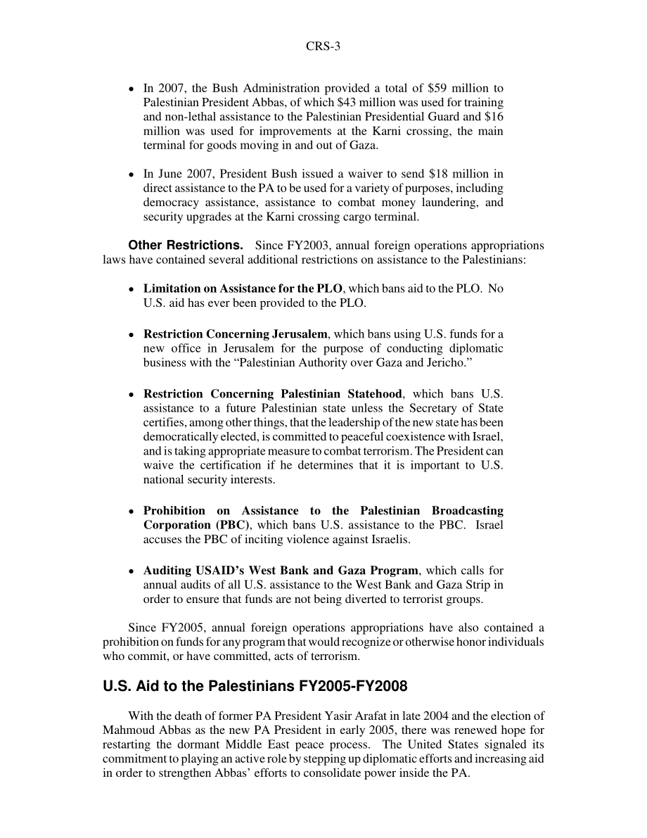 [20071009]RS22370_美国对巴勒斯坦人的对外援助.pdf_第3页