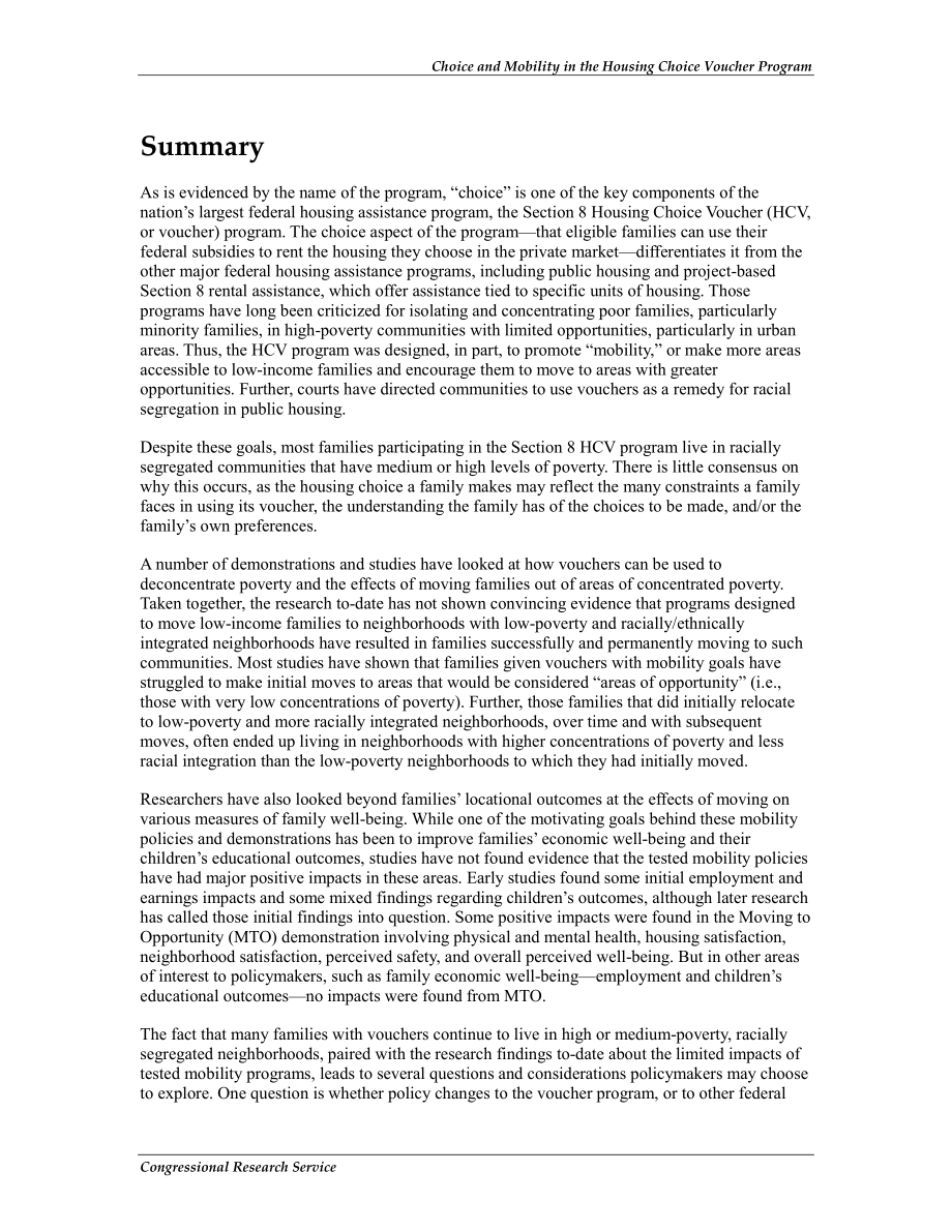 [20121121]R42832_住房选择券计划中的选择和流动性：审查研究结果和政策制定者的考虑因素.pdf_第2页