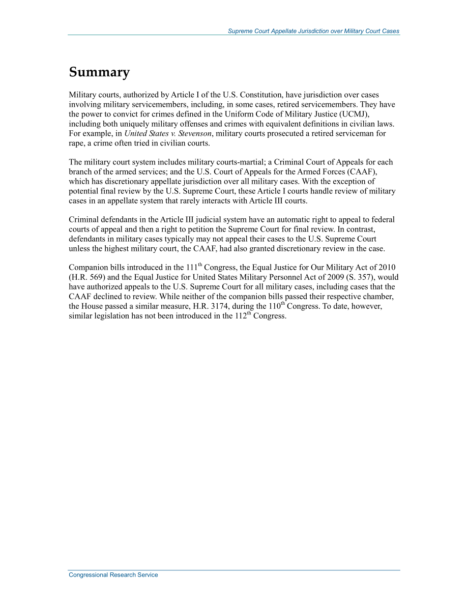 [20110330]RL34697_最高法院对军事法院案件的上诉管辖权.pdf_第2页