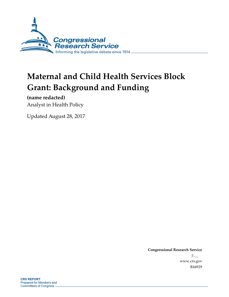 [20170828]R44929_妇幼保健服务整笔补助金：背景和资金.pdf_第1页