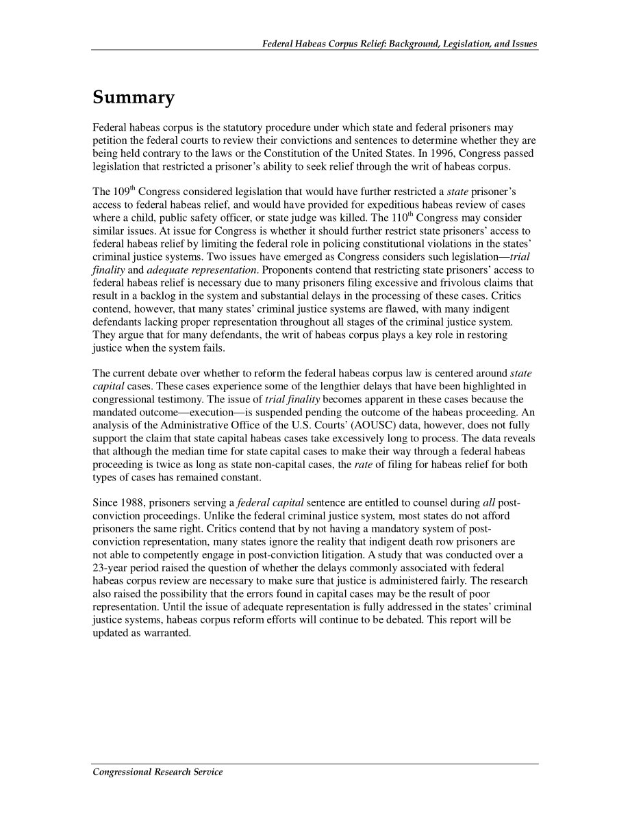 [20070112]RL33259_联邦人身保护令救济：背景、立法和问题.pdf_第2页