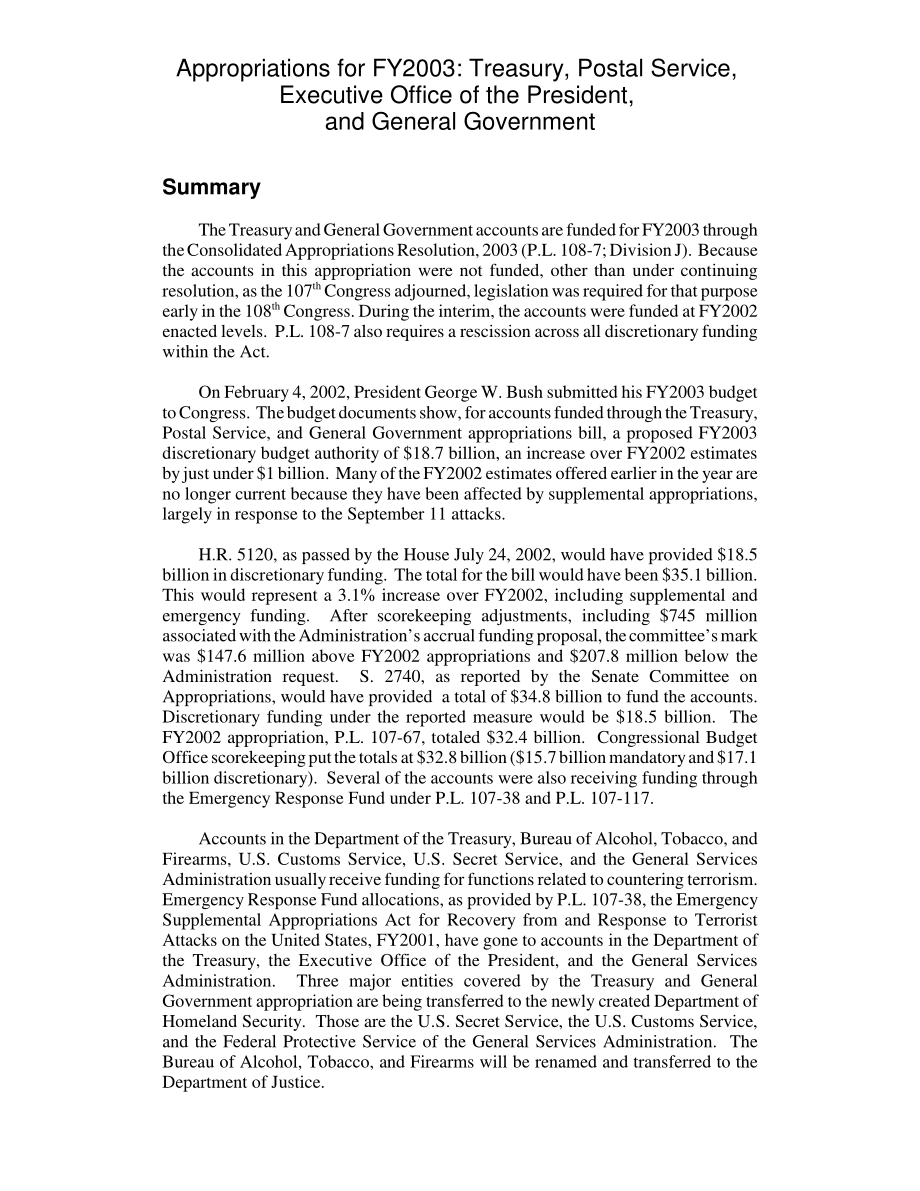 [20030326]RL31302_2003财年拨款：财政部、邮政局、总统办公厅和一般政府.pdf_第3页