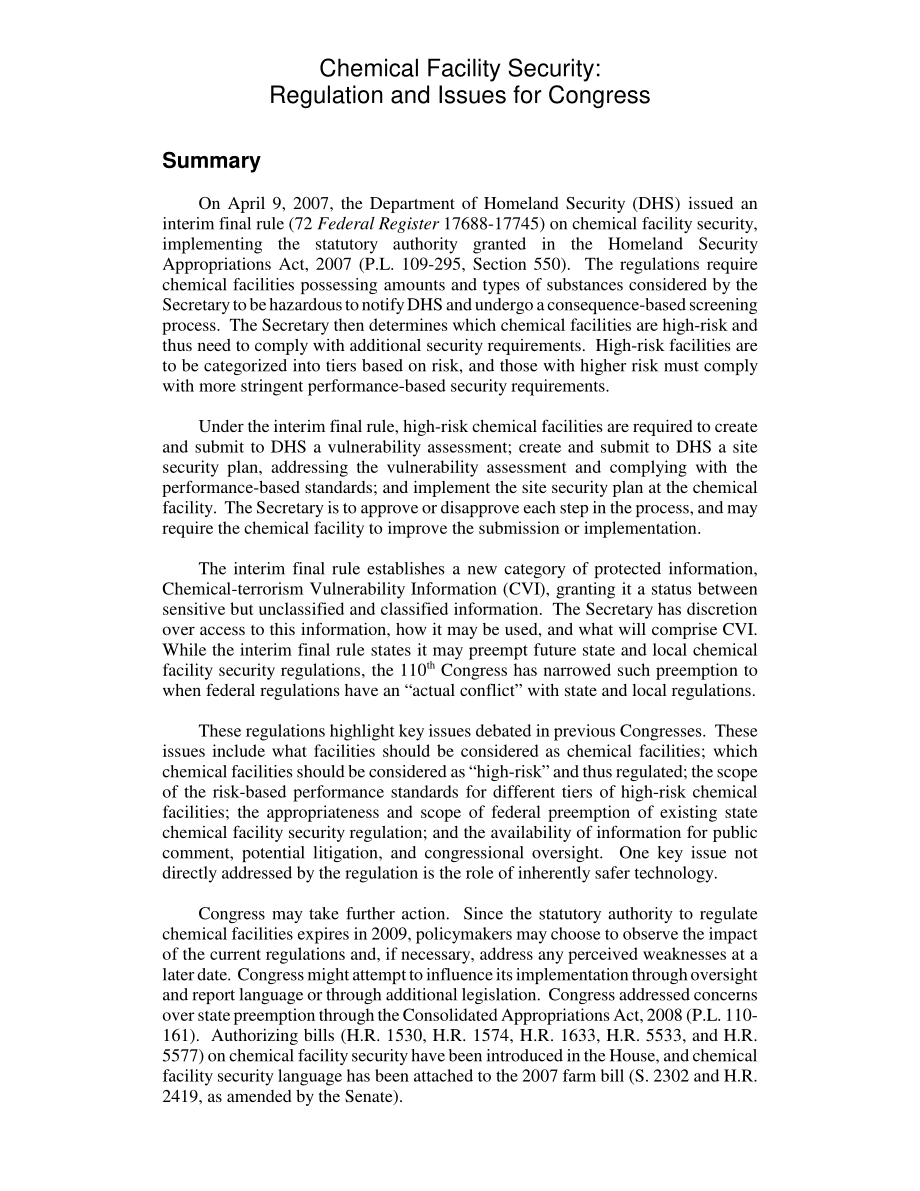 [20080428]RL33847_化学设施安全：国会的法规和问题.pdf_第2页