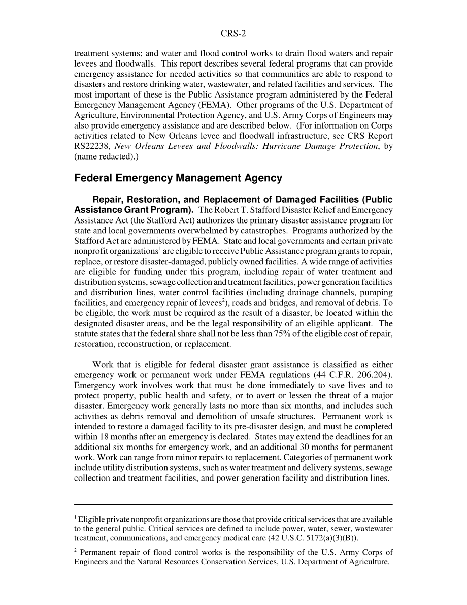 [20050909]RS22248_水基础设施和供水的联邦灾难和紧急援助.pdf_第2页