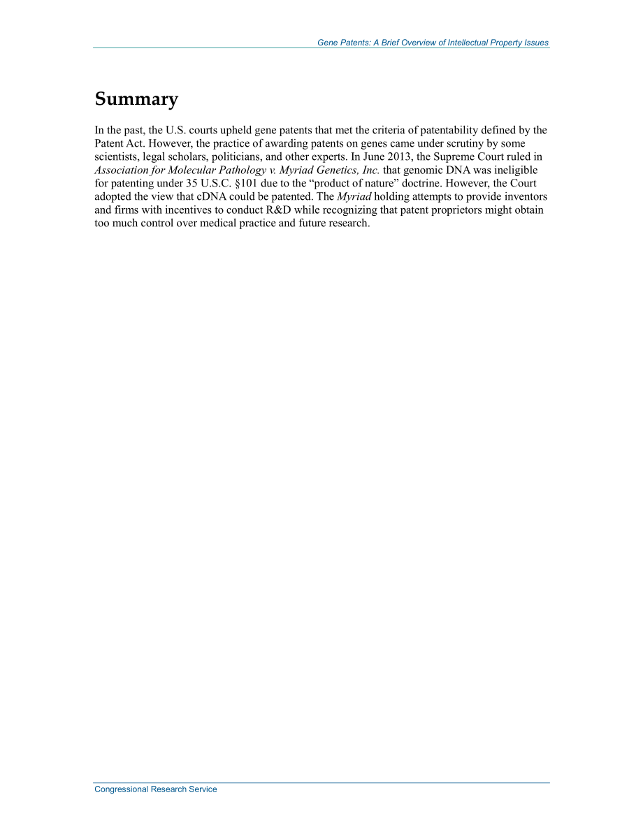 [20140115]RS22516_基因专利：知识产权问题概述.pdf_第2页