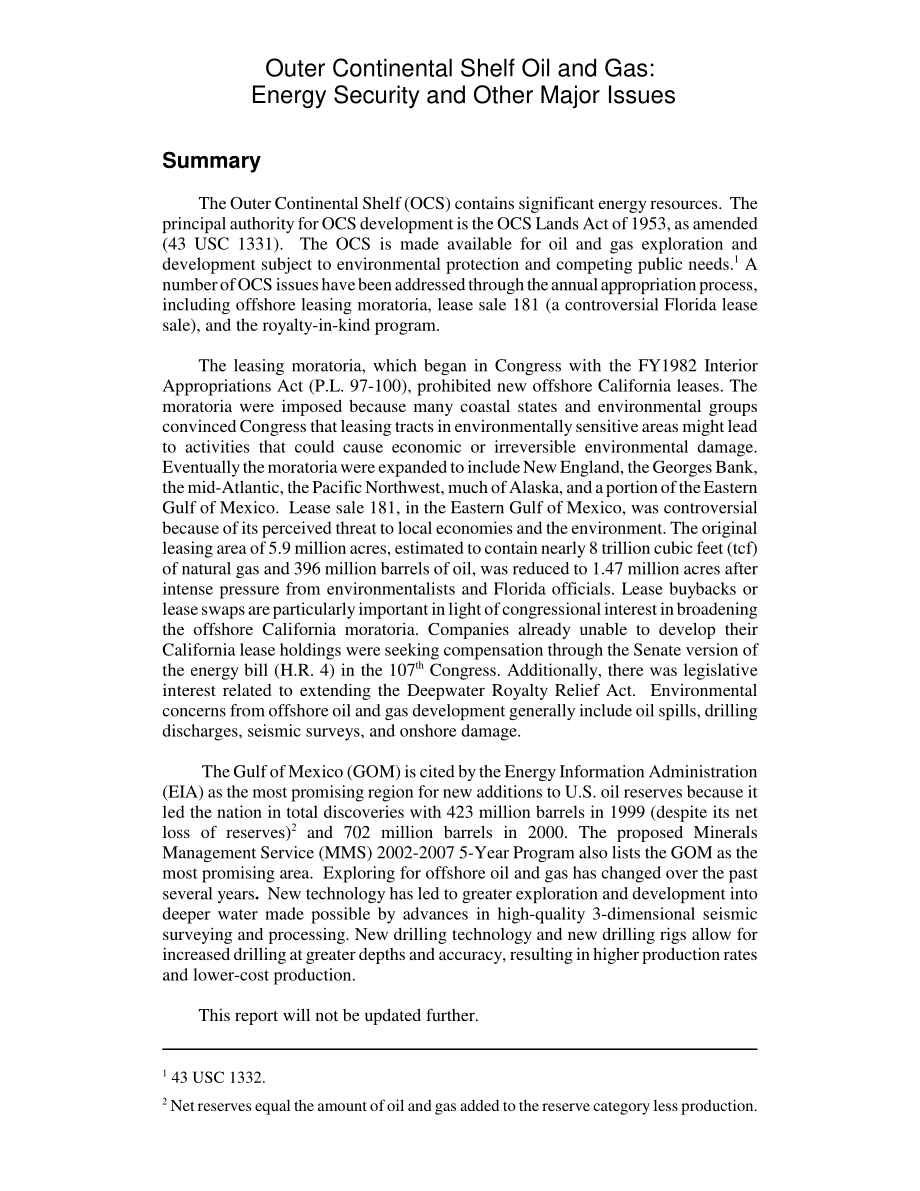 [20030314]RL31521_外大陆架油气：能源安全和其他重大问题.pdf_第2页