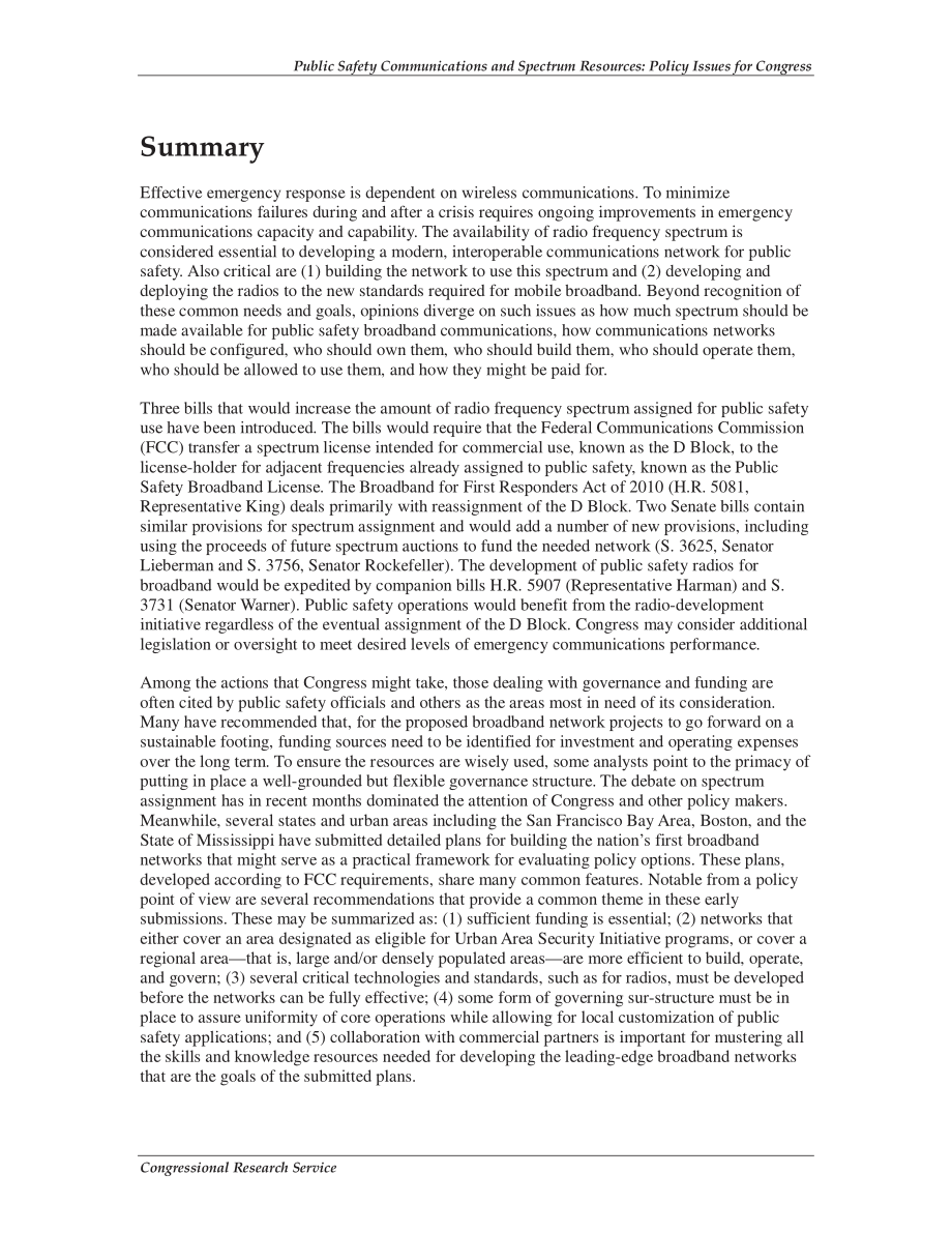 [20100901]R40859_公共安全通信和频谱资源：国会的政策问题 .pdf_第2页
