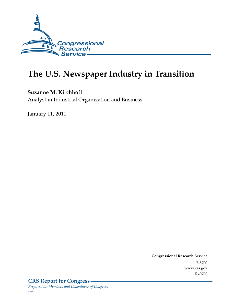 [20110111]R40700_转型期的美国报业.pdf_第1页