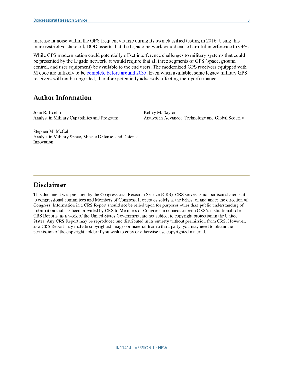[20200601]IN11414_FCC批准的Ligado网络和国防部使用GPS的潜在技术问题.pdf_第3页