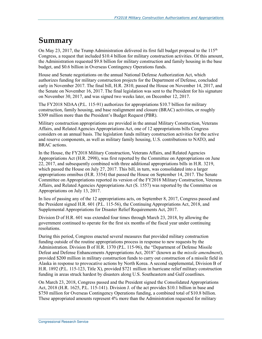 [20180606]R45217_2018财年军事建设授权和拨款.pdf_第2页
