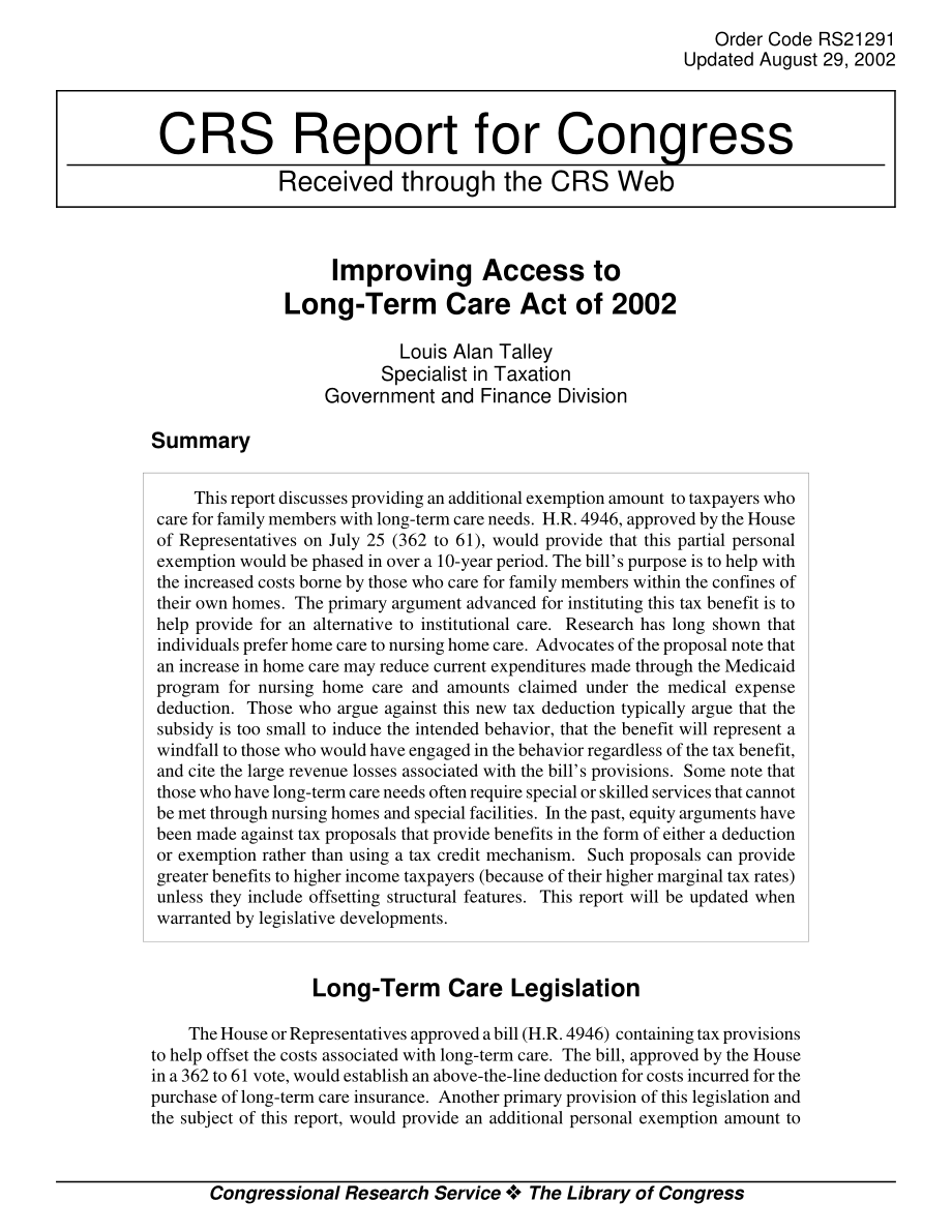 [20020829]RS21291_2002年《改善获得长期护理的机会法案》.pdf_第1页