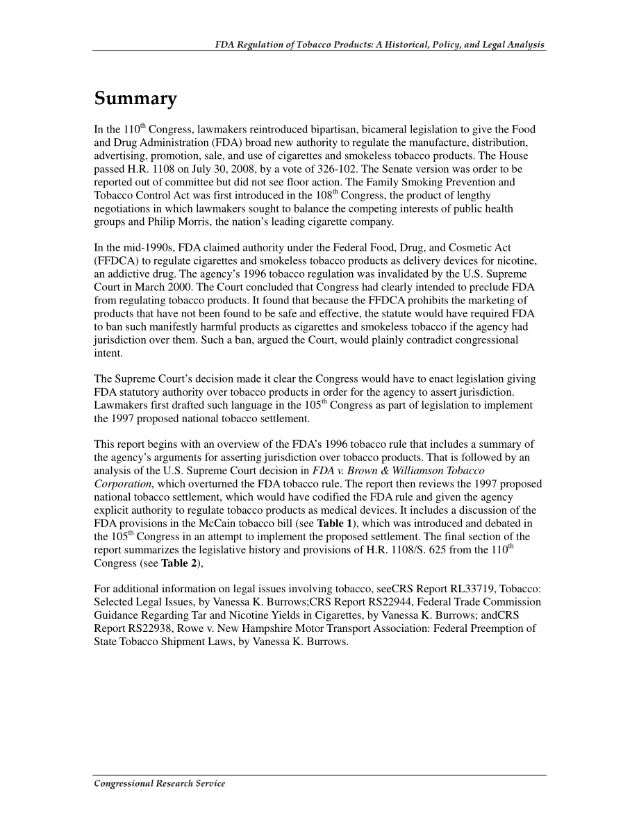 [20080730]RL32619_FDA烟草产品法规：历史、政策和法律分析.pdf_第3页