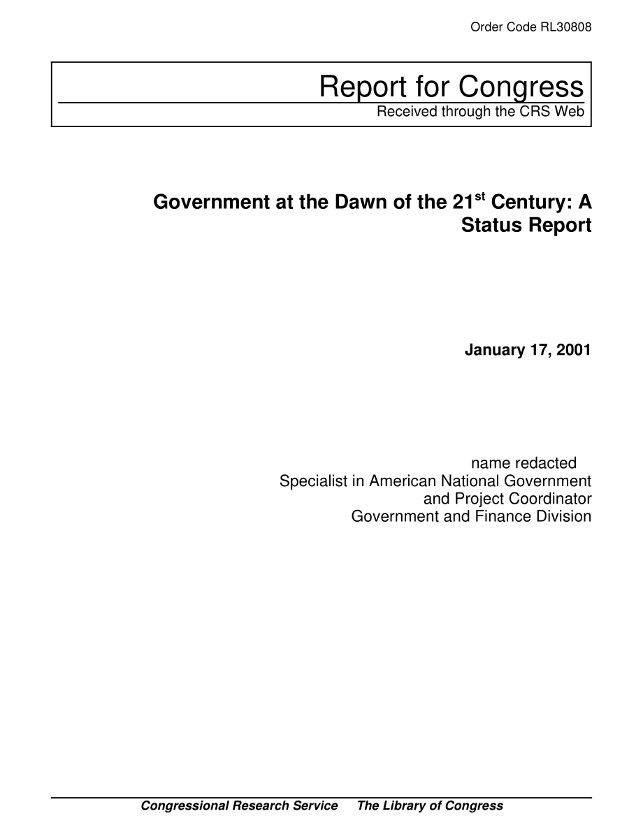 [20010117]RL30808_21世纪初的政府：状态报告.pdf_第1页