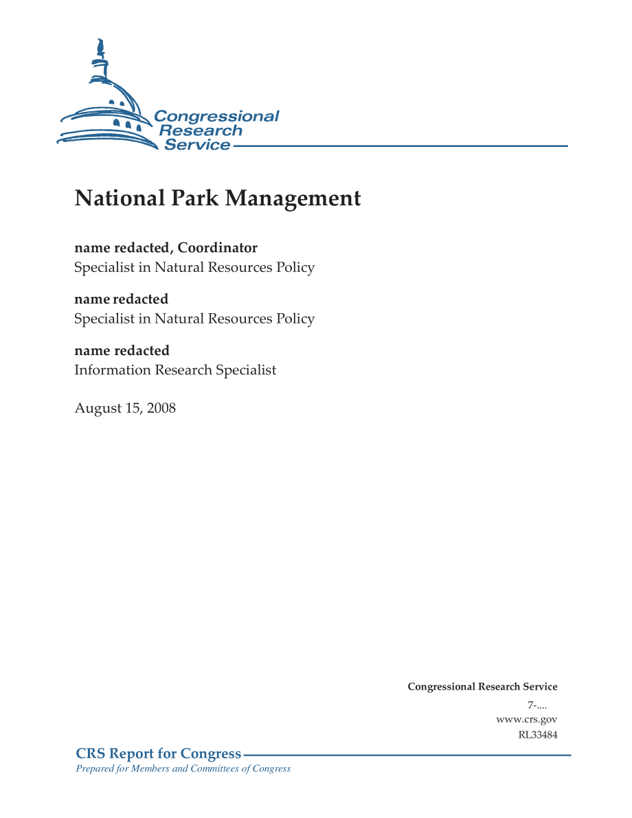 [20080815]RL33484_国家公园管理.pdf_第1页