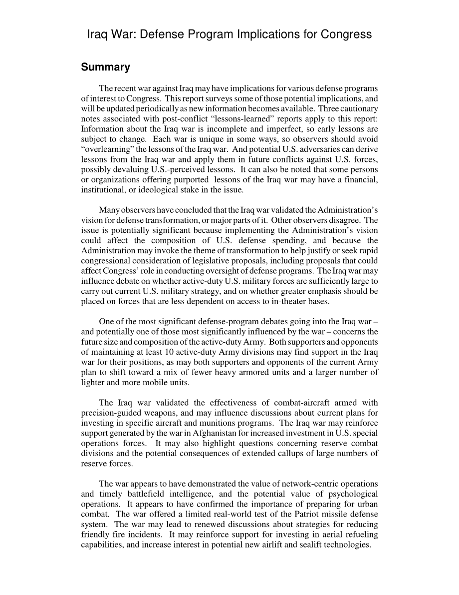 [20030604]RL31946_伊拉克战争：国防计划对国会的影响.pdf_第3页