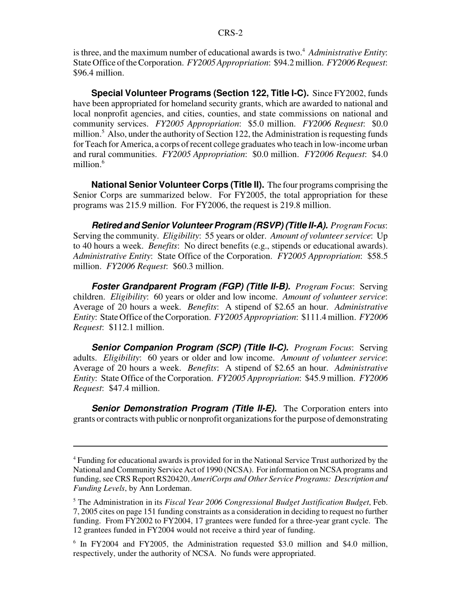 [20050602]RS20419_VISTA和高级志愿服务团：说明和资金水平.pdf_第2页