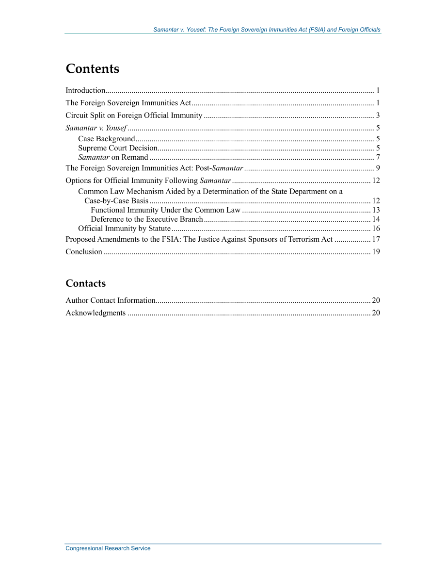 [20131216]R41379_Samantar诉Yousef案：《外国主权豁免法》（FSIA）和外国官员.pdf_第3页