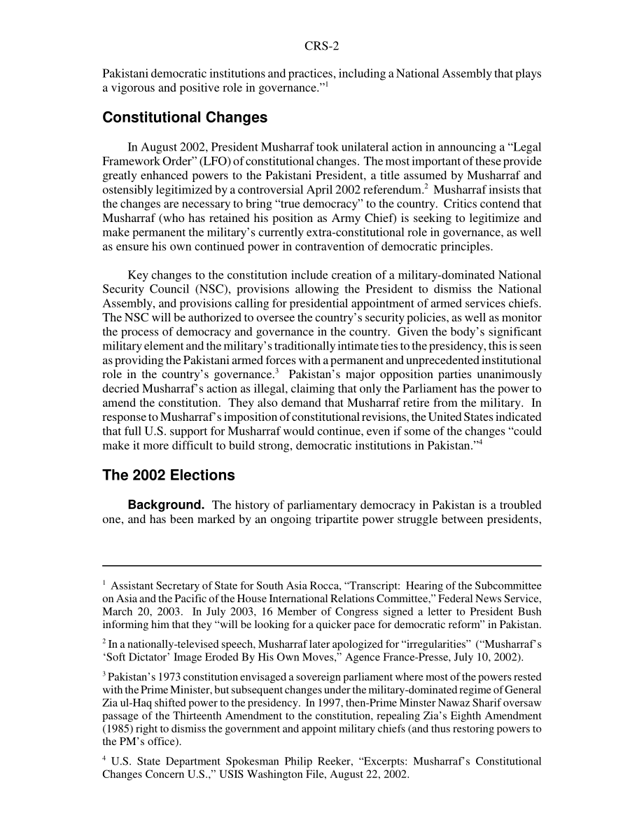 [20030923]RS21299_巴基斯坦国内政治发展：国会议题.pdf_第2页