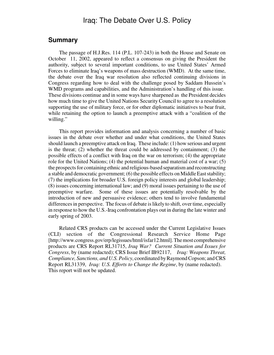 [20030227]RL31756_伊拉克：关于美国政策的辩论.pdf_第2页